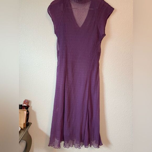 Komarov XL fairy HOCO whimsigoth y2k purple sheer chiffon dress beaded ruffle - Picture 5 of 6